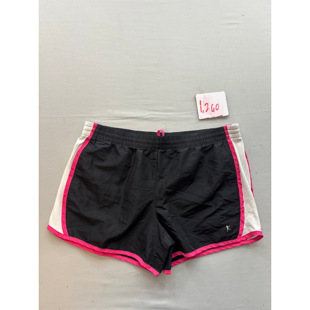 Danskin Now Womens Running Shorts Black White Pink Athletic Size L 12-14